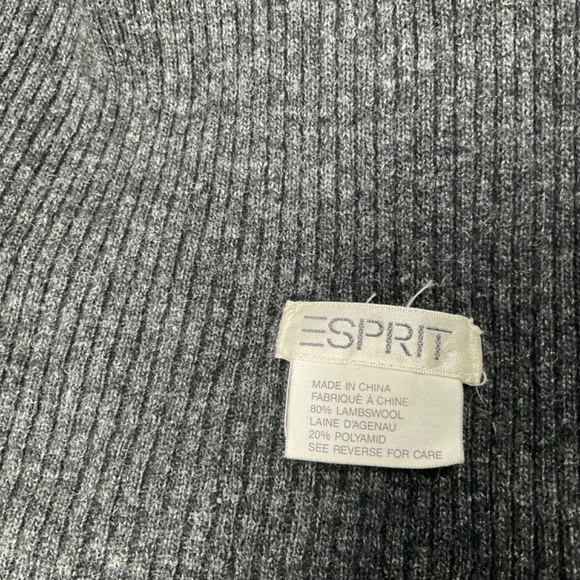 Lambswool Blend Knitted Scarf by Esprit in Charcoal Grey - Picture 6 of 7